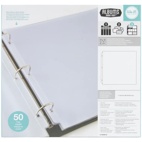 We R Memory Keepers&#xAE; 12&#x22; x 12&#x22; Ring Page Protectors, 50ct.